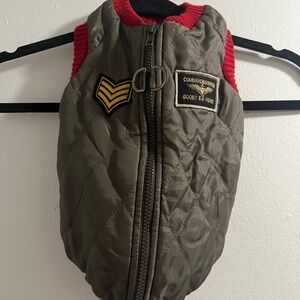 Military Style Quilted Dog Vest - Olive and Red